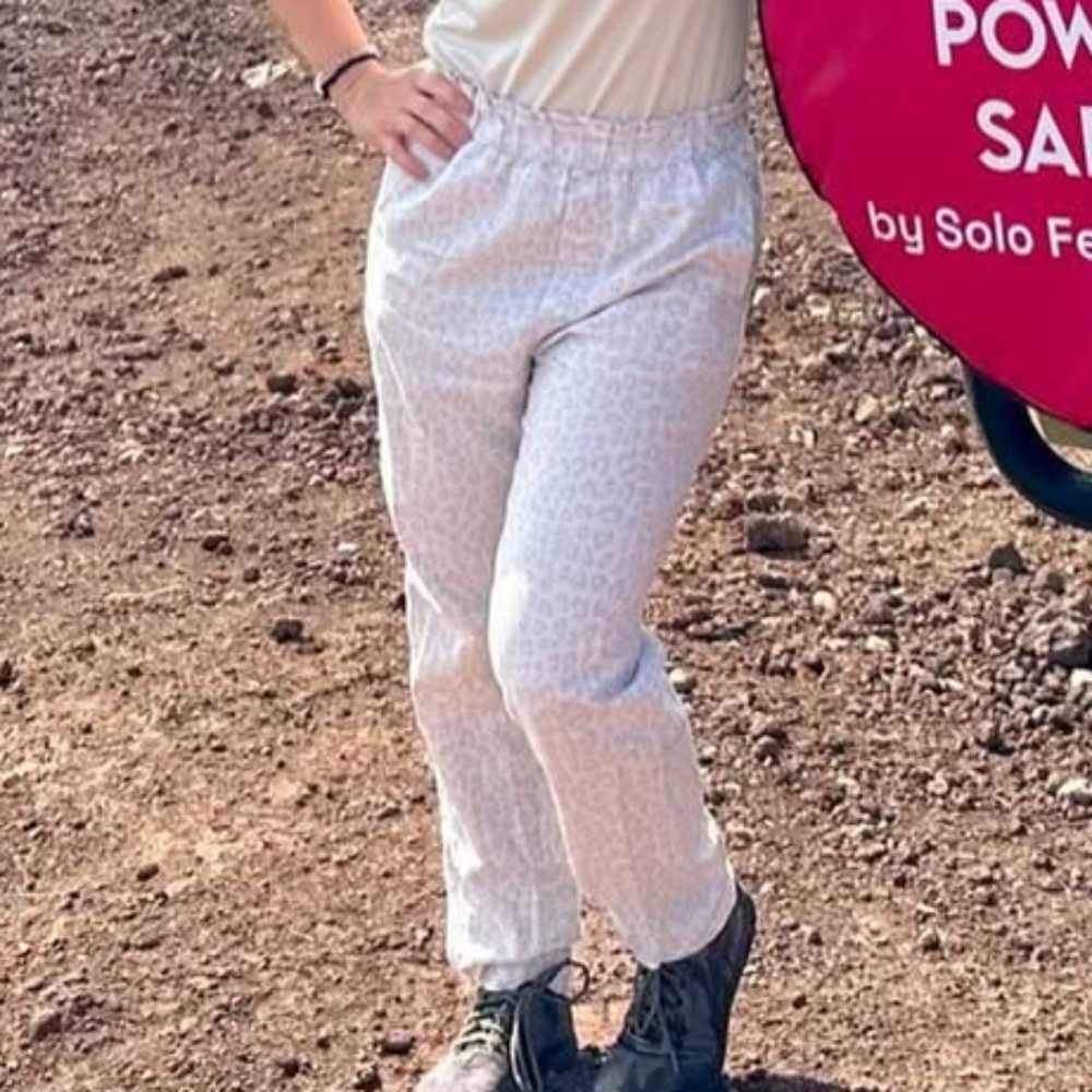 Gap Khakis Women's Gal Linen Cotton Blend Leopard Print Pullon Pants | Size M